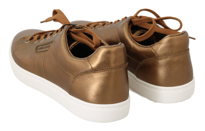 Dolce &amp; Gabbana gyllene metallic läder sneakers