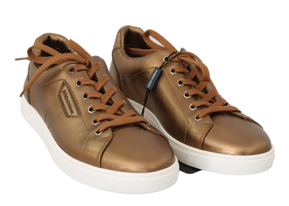 Dolce &amp; Gabbana gyllene metallic läder sneakers