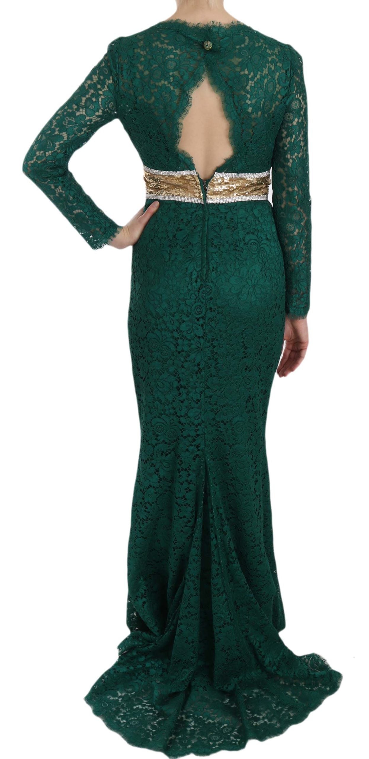 Dolce &amp; Gabbana Emerald Elegance långärmad golvlång klänning