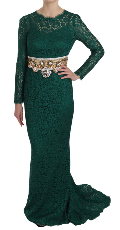 Dolce &amp; Gabbana Emerald Elegance långärmad golvlång klänning