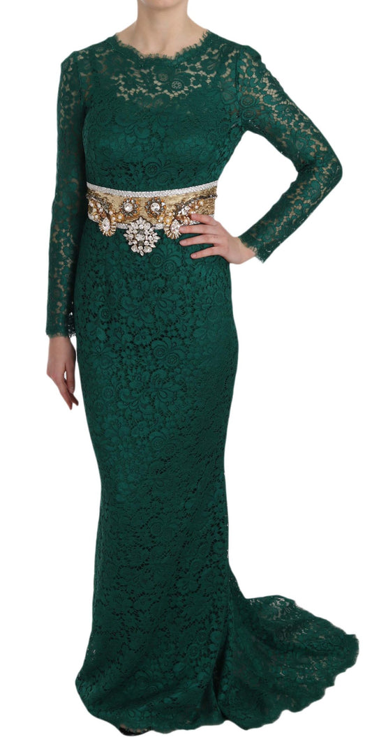 Dolce &amp; Gabbana Emerald Elegance långärmad golvlång klänning