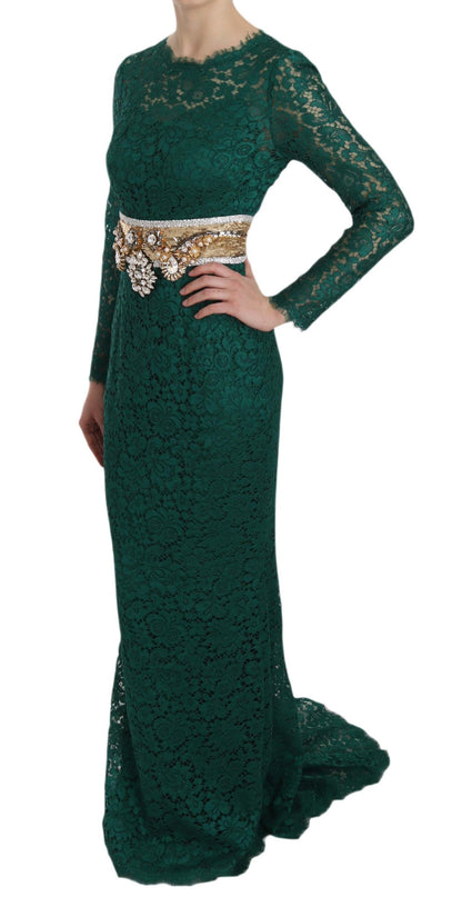 Dolce &amp; Gabbana Emerald Elegance långärmad golvlång klänning