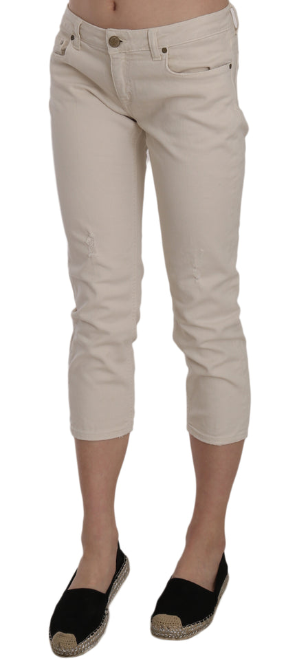 Dondup Beige Låg Midja Skinny Cropped Capri Byxor