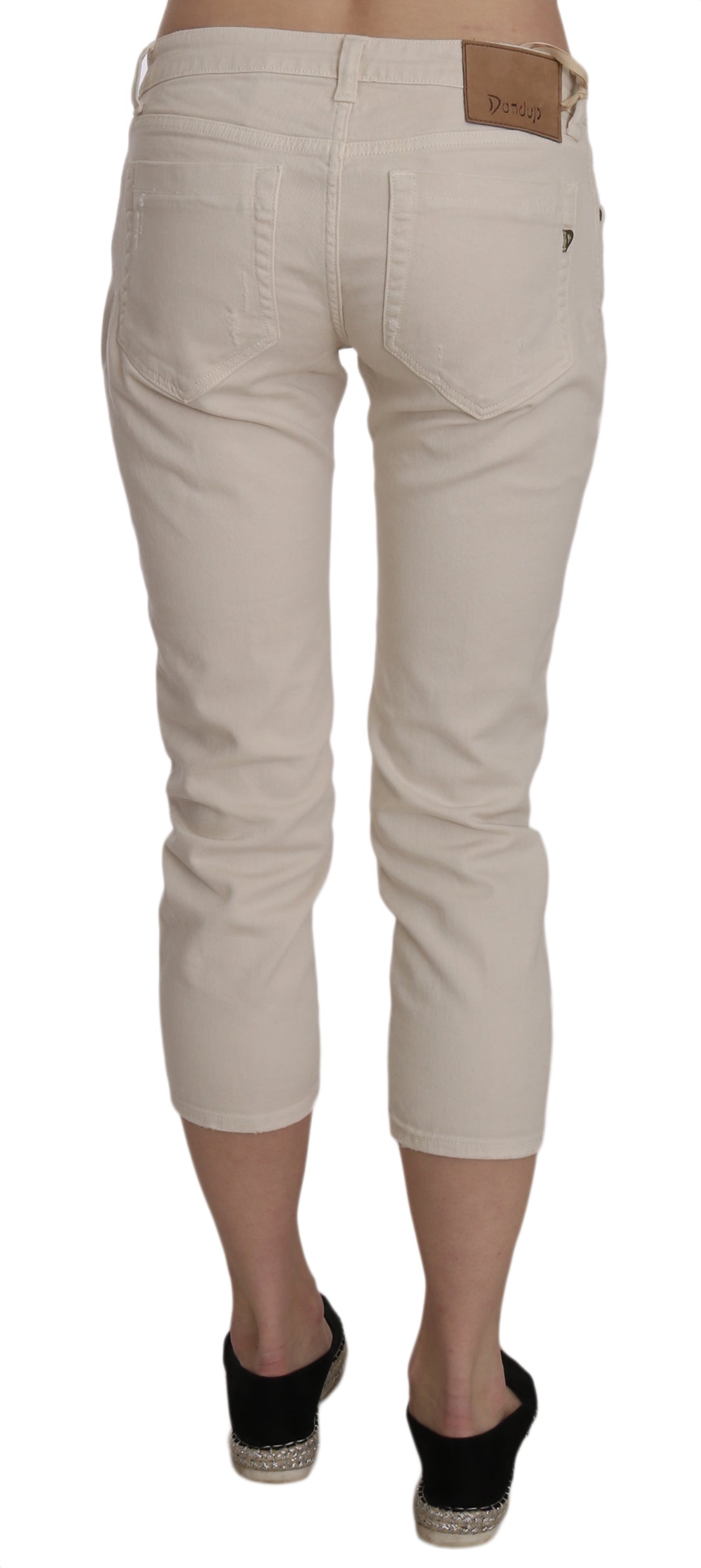 Dondup Beige Låg Midja Skinny Cropped Capri Byxor