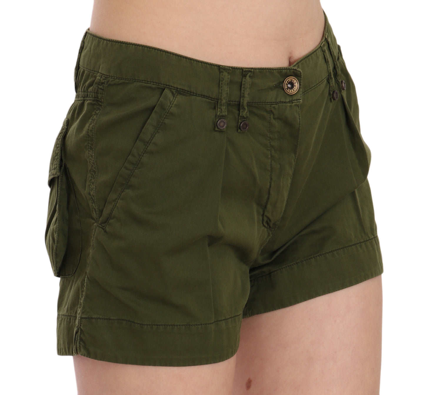 PLEIN SUD Emerald Mid Waist Cotton Shorts