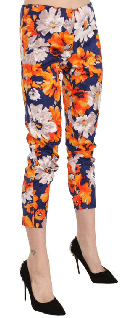 LANACAPRINA Floral Print Skinny Mid-Waist Pants