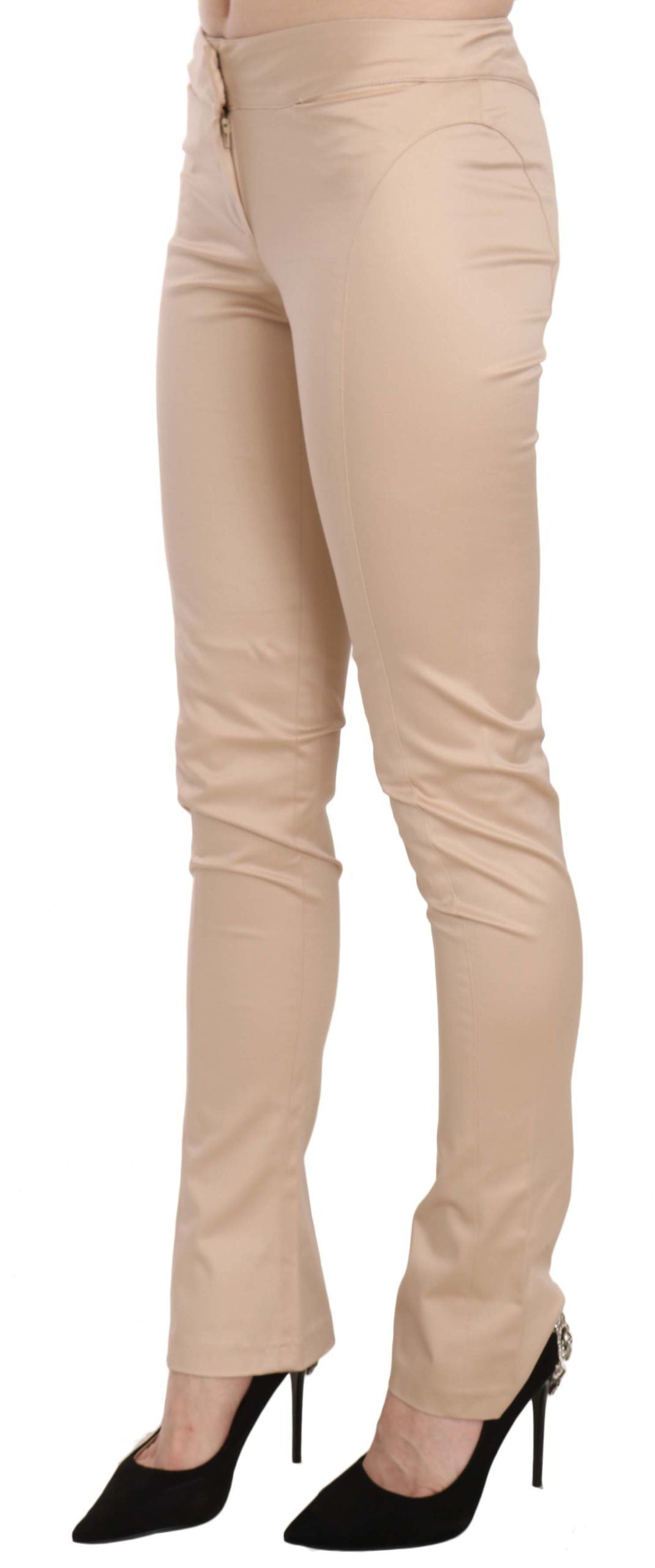 Just Cavalli Elegant Cream Skinny Byxa med låg midja