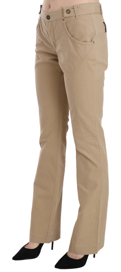 Just Cavalli Beige Mid Waist Straight Leg Byxor