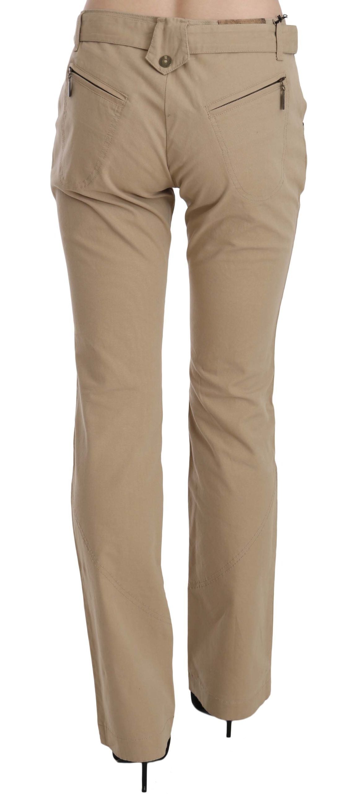 Just Cavalli Beige Mid Waist Straight Leg Byxor