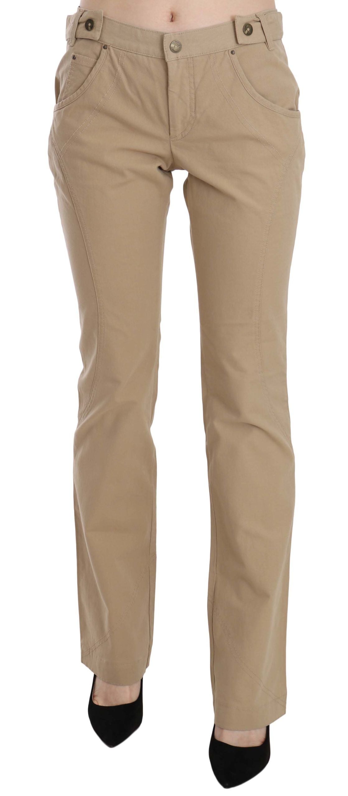 Just Cavalli Beige Mid Waist Straight Leg Byxor