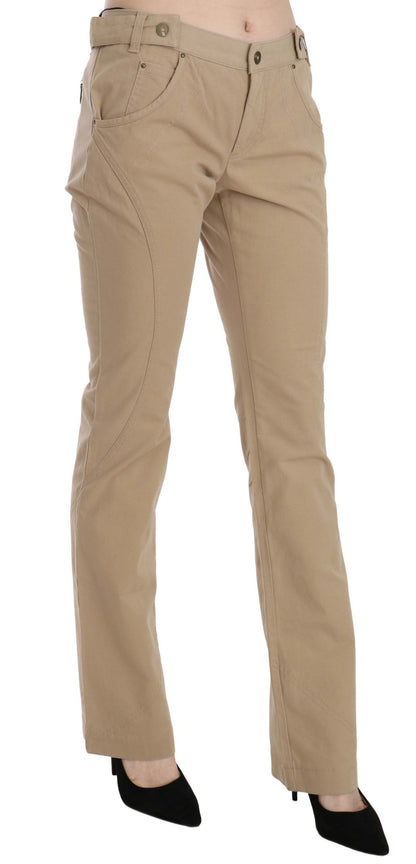 Just Cavalli Beige Mid Waist Straight Leg Byxor