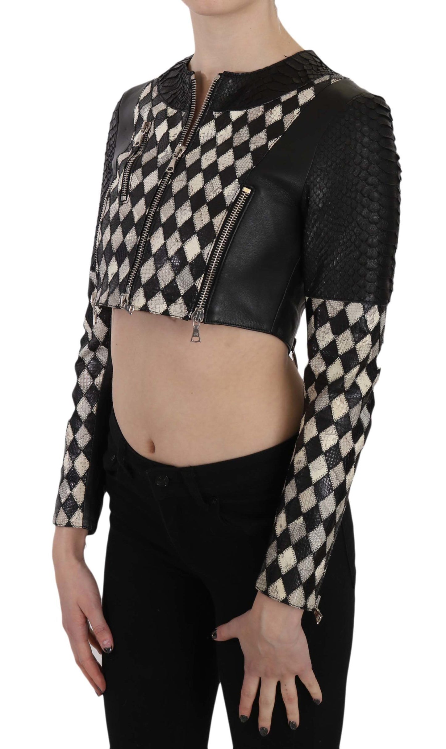 John Richmond Chic Biker-inspirerad cropped läderjacka