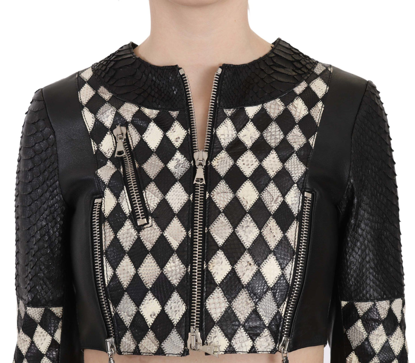 John Richmond Chic Biker-inspirerad cropped läderjacka