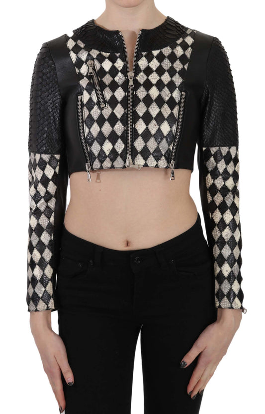 John Richmond Chic Biker-inspirerad cropped läderjacka