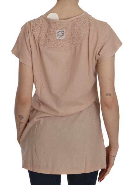 PINK MEMORIES Elegant Cream Lace Round Neck Blouse