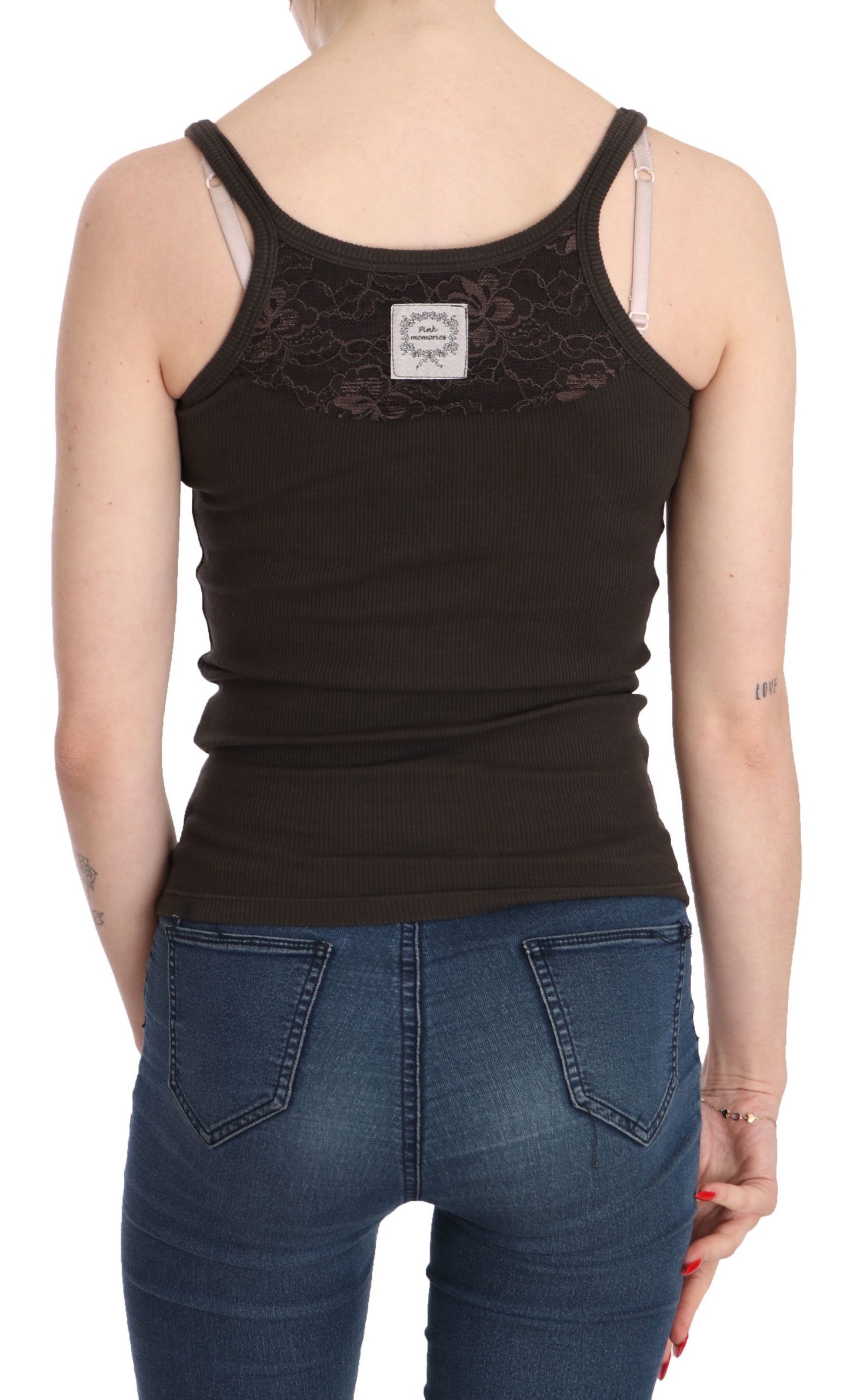 Blusa elegante con tirantes finos en color marrón oscuro PINK MEMORIES