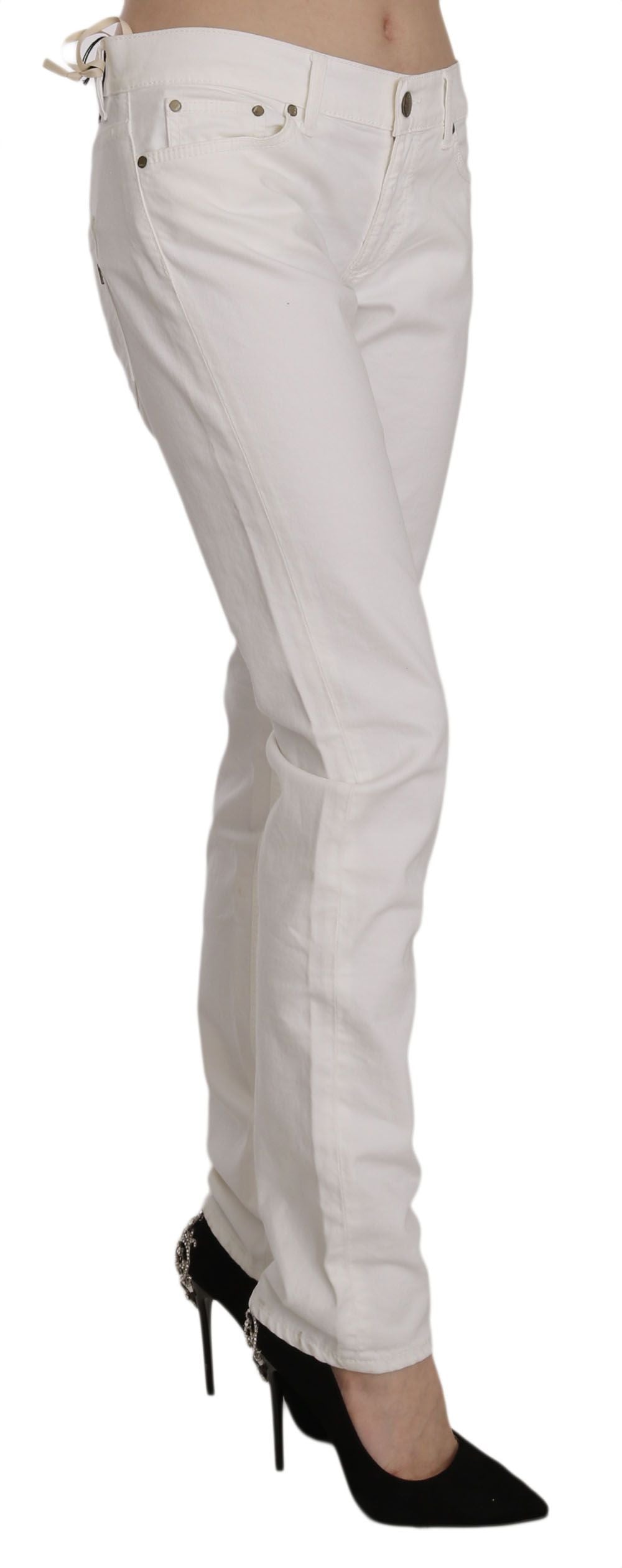 Dondup Chic White Skinny Cotton Blend Pants