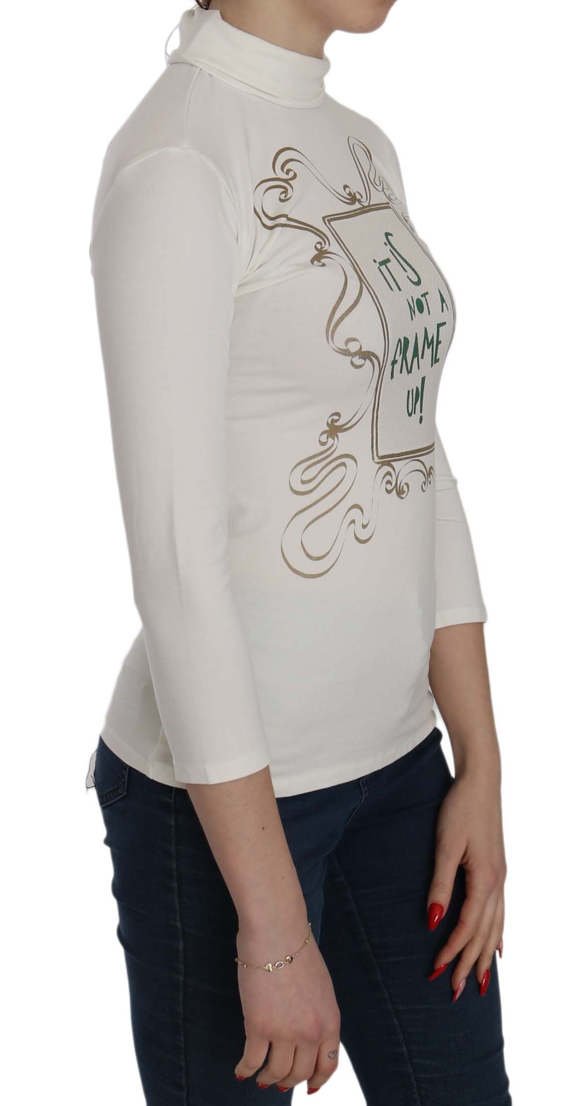 Blusa con cuello alto y estampado blanco Exte Chic