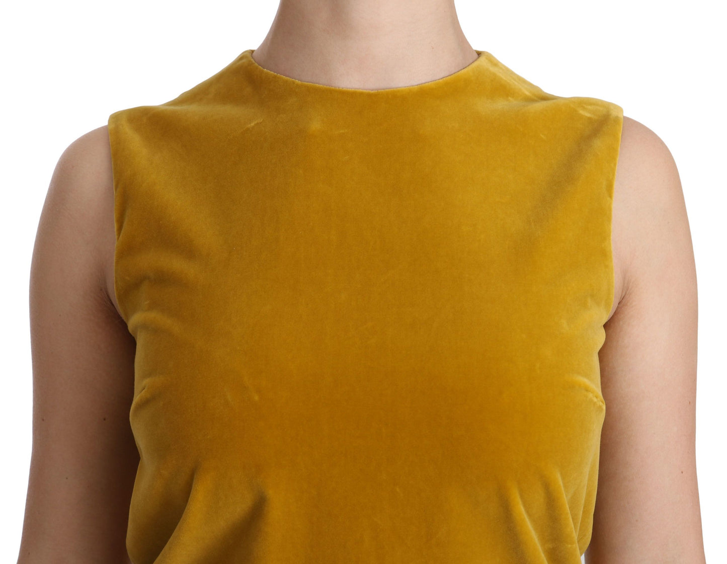 Dolce &amp; Gabbana Mustard Velvet Shift Miniklänning