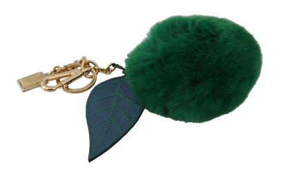 Dolce &amp; Gabbana Elegant Tricolor Fur Ball Nyckelring