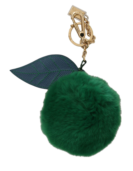 Dolce &amp; Gabbana Elegant Tricolor Fur Ball Nyckelring