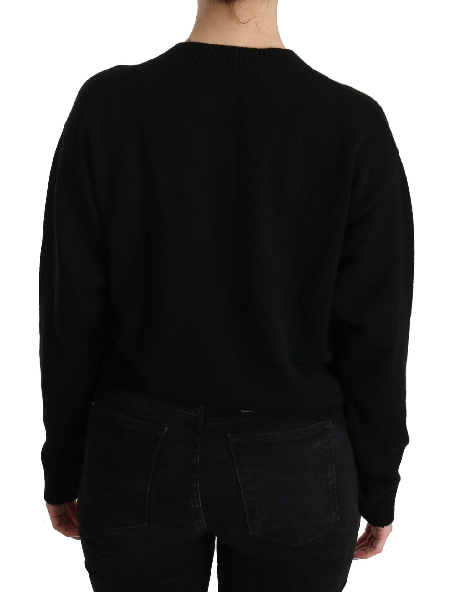 Dolce &amp; Gabbana Elegant Black Cashmere Cardigan Top