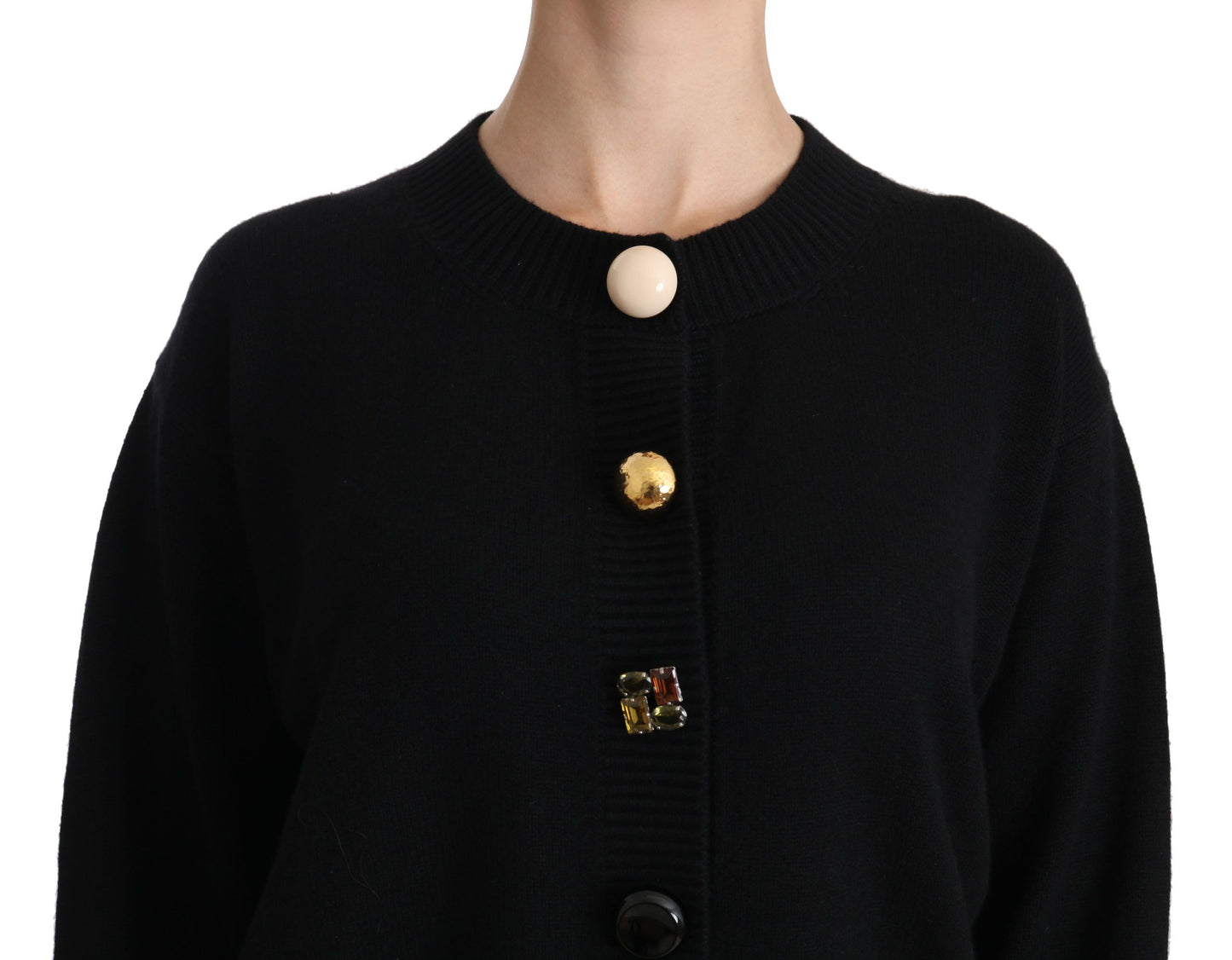 Dolce &amp; Gabbana Elegant Black Cashmere Cardigan Top