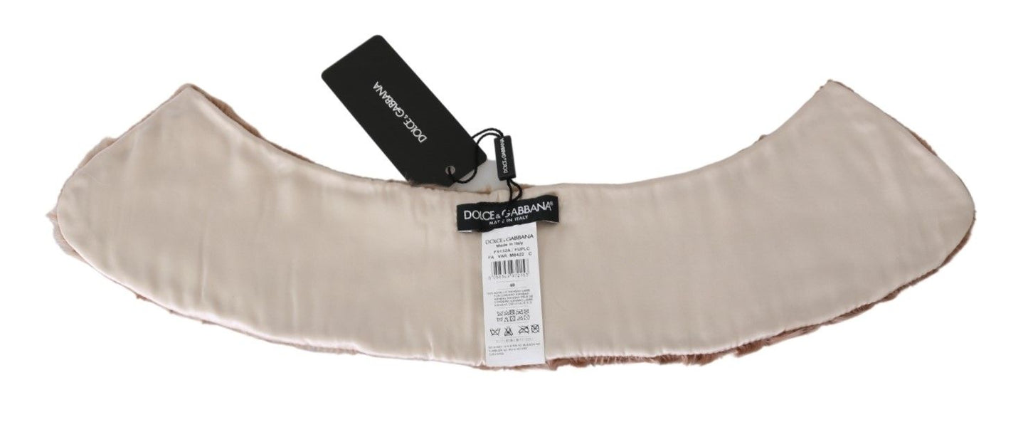 Dolce &amp; Gabbana Elegant beige lammskinnssjal för kvinnor