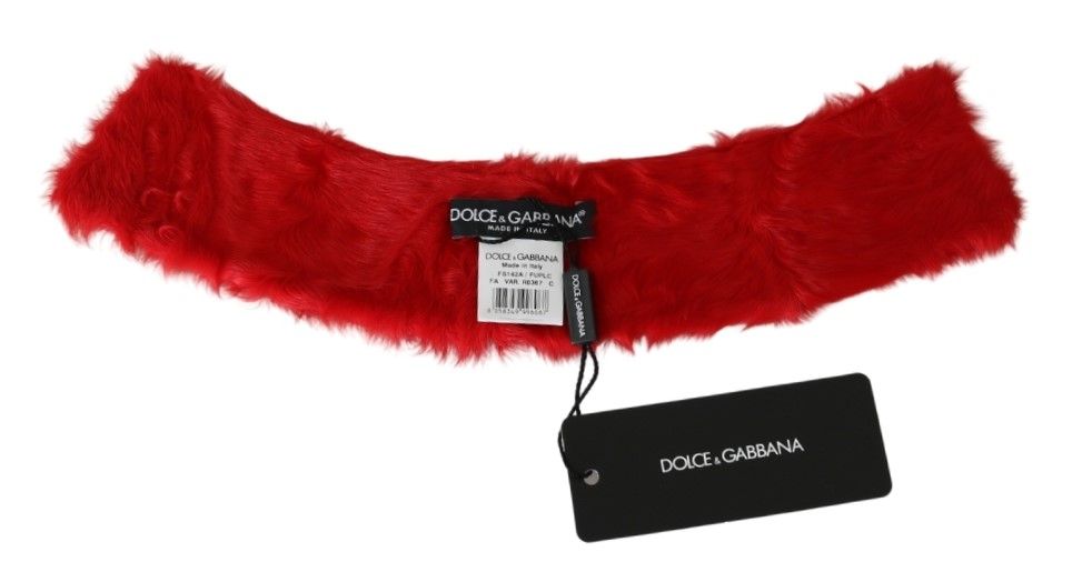 Dolce &amp; Gabbana elegant röd lammskinnssjal