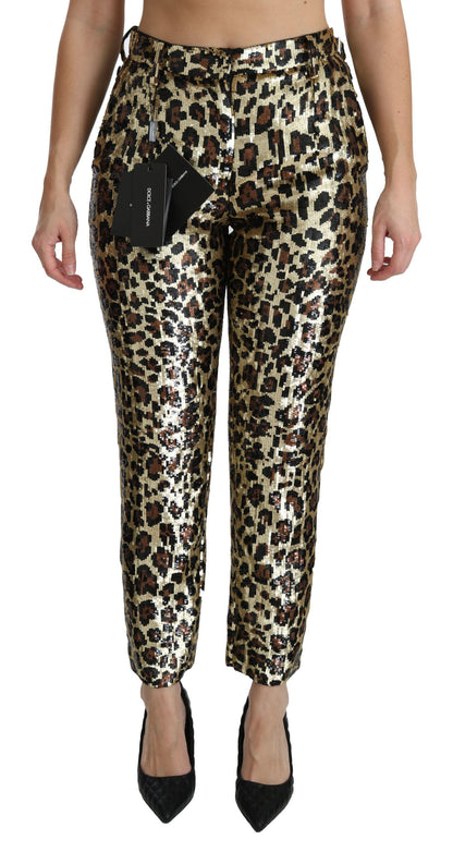 Dolce &amp; Gabbana Chic Leopard Paljettbyxor med hög midja