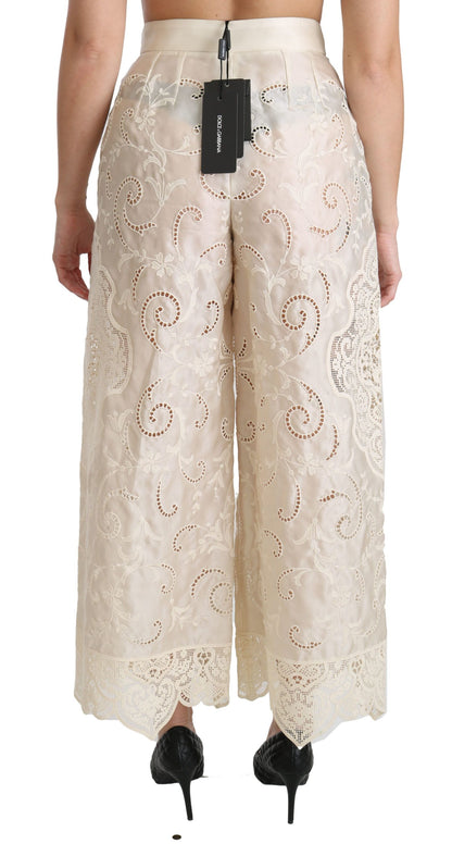 Dolce &amp; Gabbana eleganta Palazzo Cropped Pants med hög midja