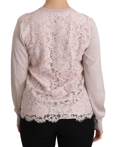 Dolce &amp; Gabbana Silk Blend Rosa Cardigan med rund hals