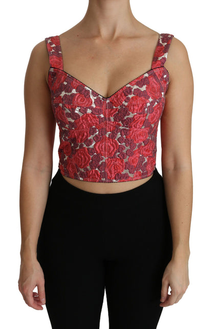 Dolce &amp; Gabbana Elegant Blommig Brocade Cropped Top