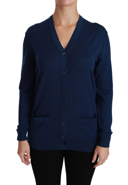 Dolce &amp; Gabbana Elegant Blue Virgin Wool Cardigan