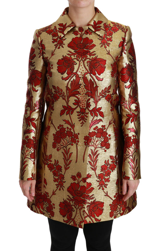 Gabardina elegante con brocado floral dorado de Dolce &amp; Gabbana