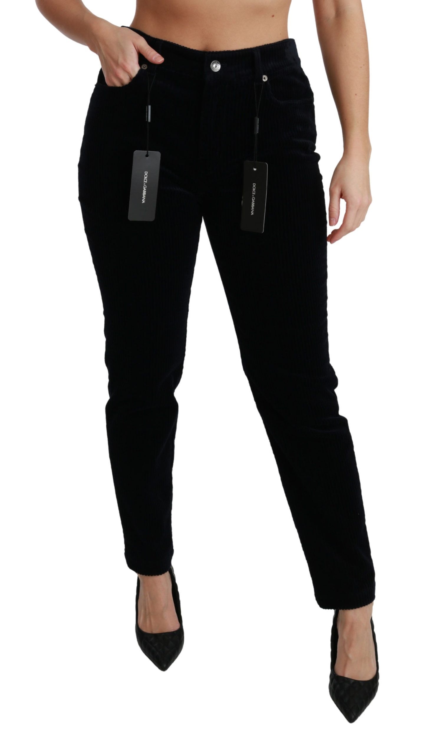 Dolce &amp; Gabbana Chic Mid Waist Skinny Corduroy Jeans