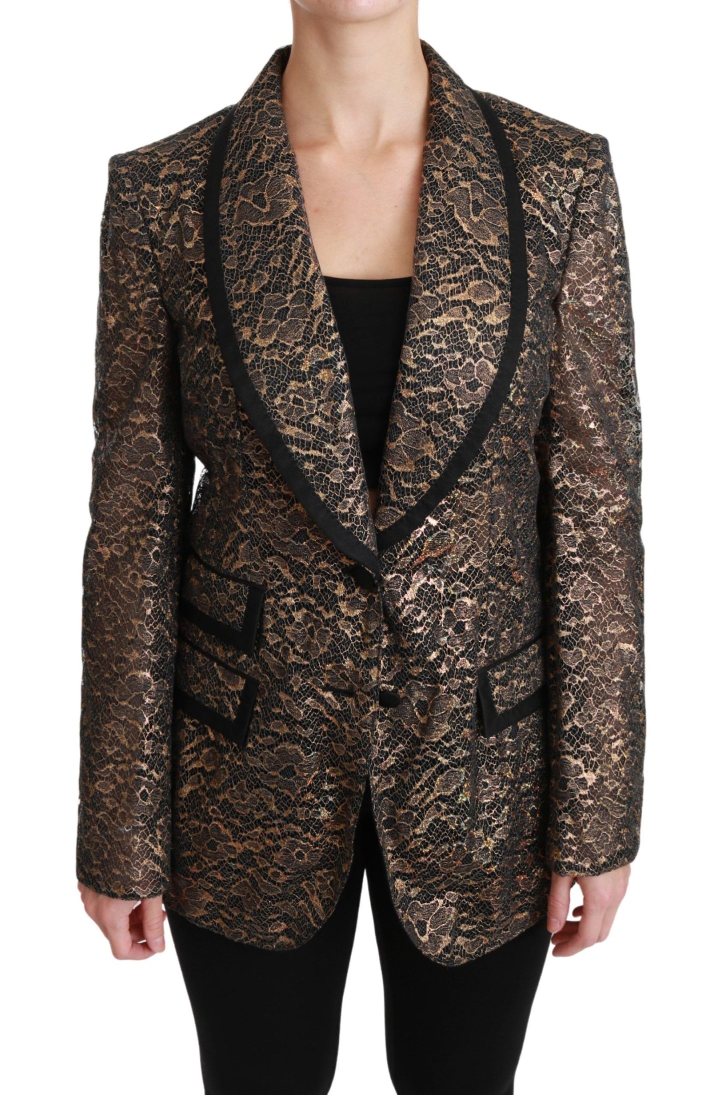 Chaqueta elegante con encaje floral dorado de Dolce &amp; Gabbana