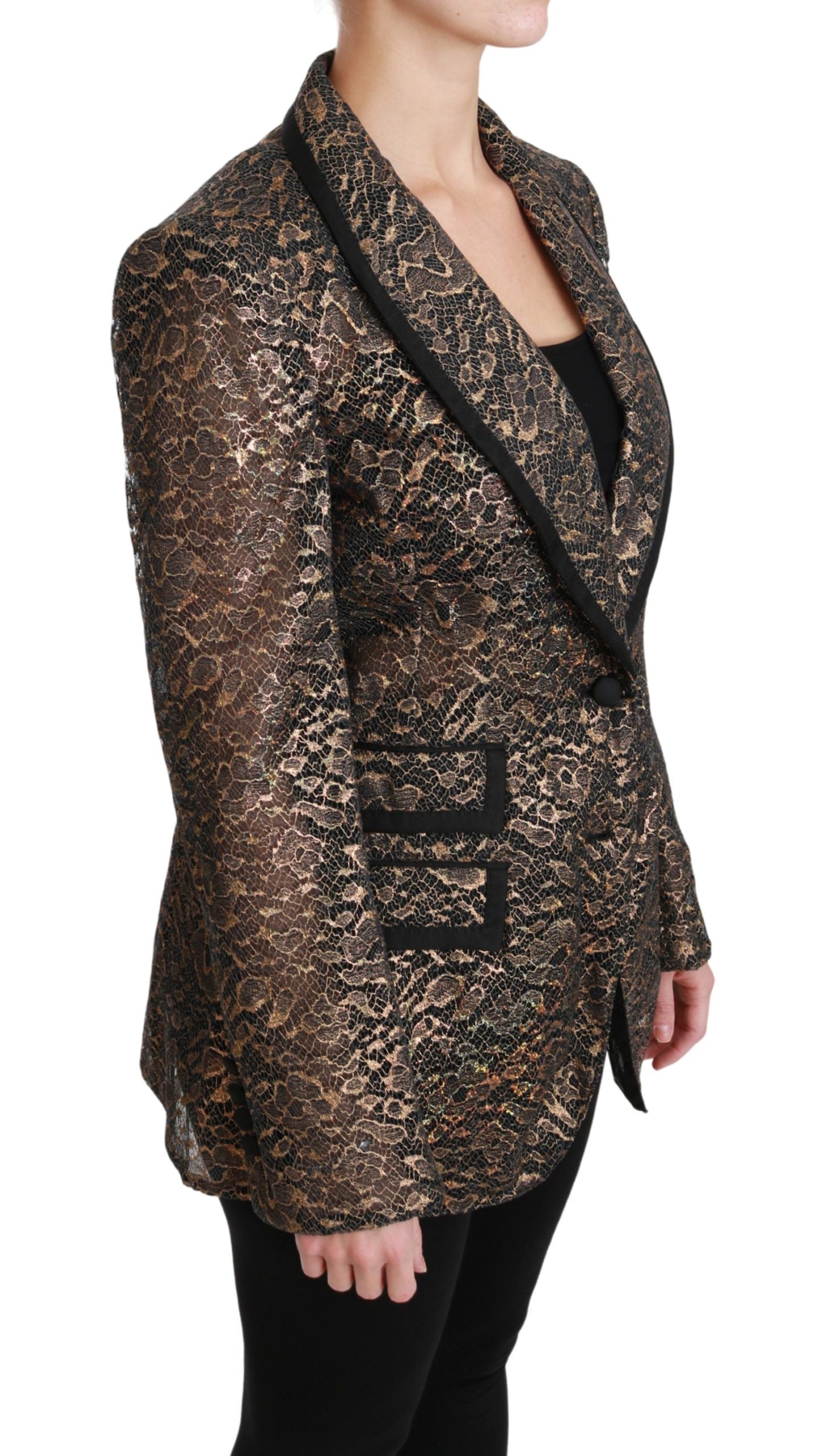 Chaqueta elegante con encaje floral dorado de Dolce &amp; Gabbana