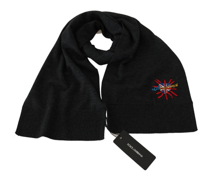 Dolce &amp; Gabbana Elegant Virgin Wool Herrscarf med broderi