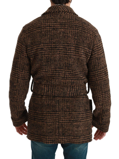 Dolce &amp; Gabbana Elegant Brown Alpaca Blend Kapjacka med bälte