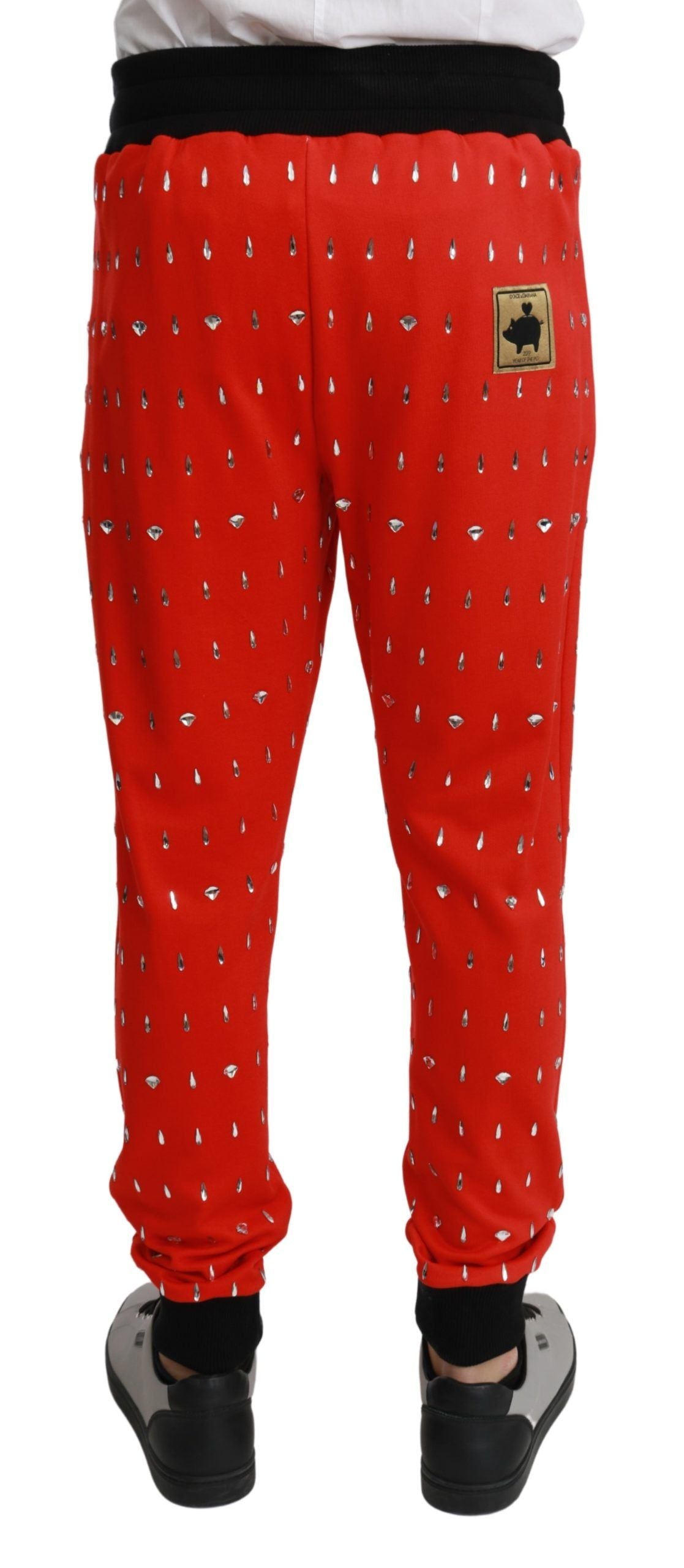 Dolce &amp; Gabbana Chic Röd Spargris Print Sweatpants