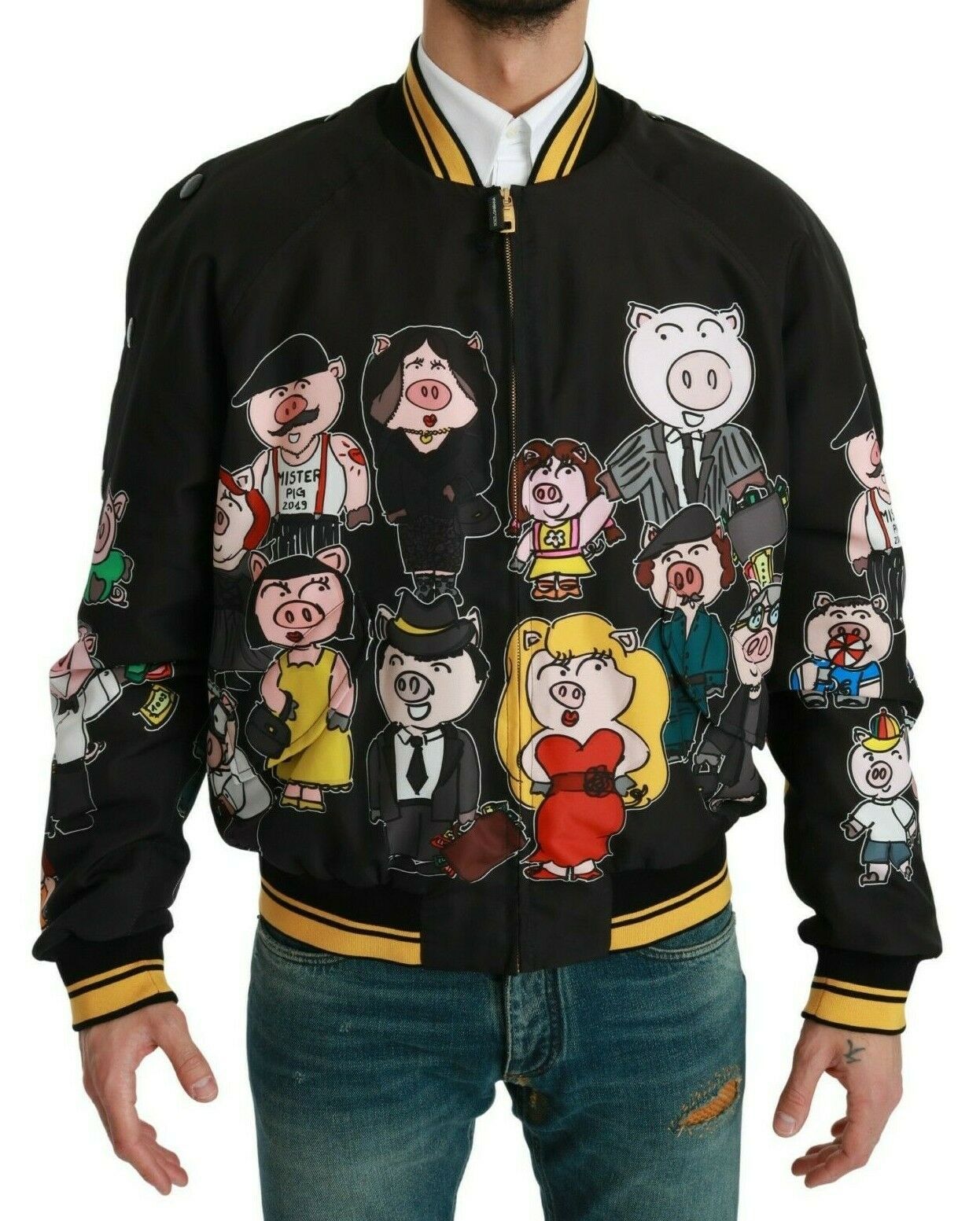 Dolce &amp; Gabbana Multicolor Motive Bomber Style Jacka