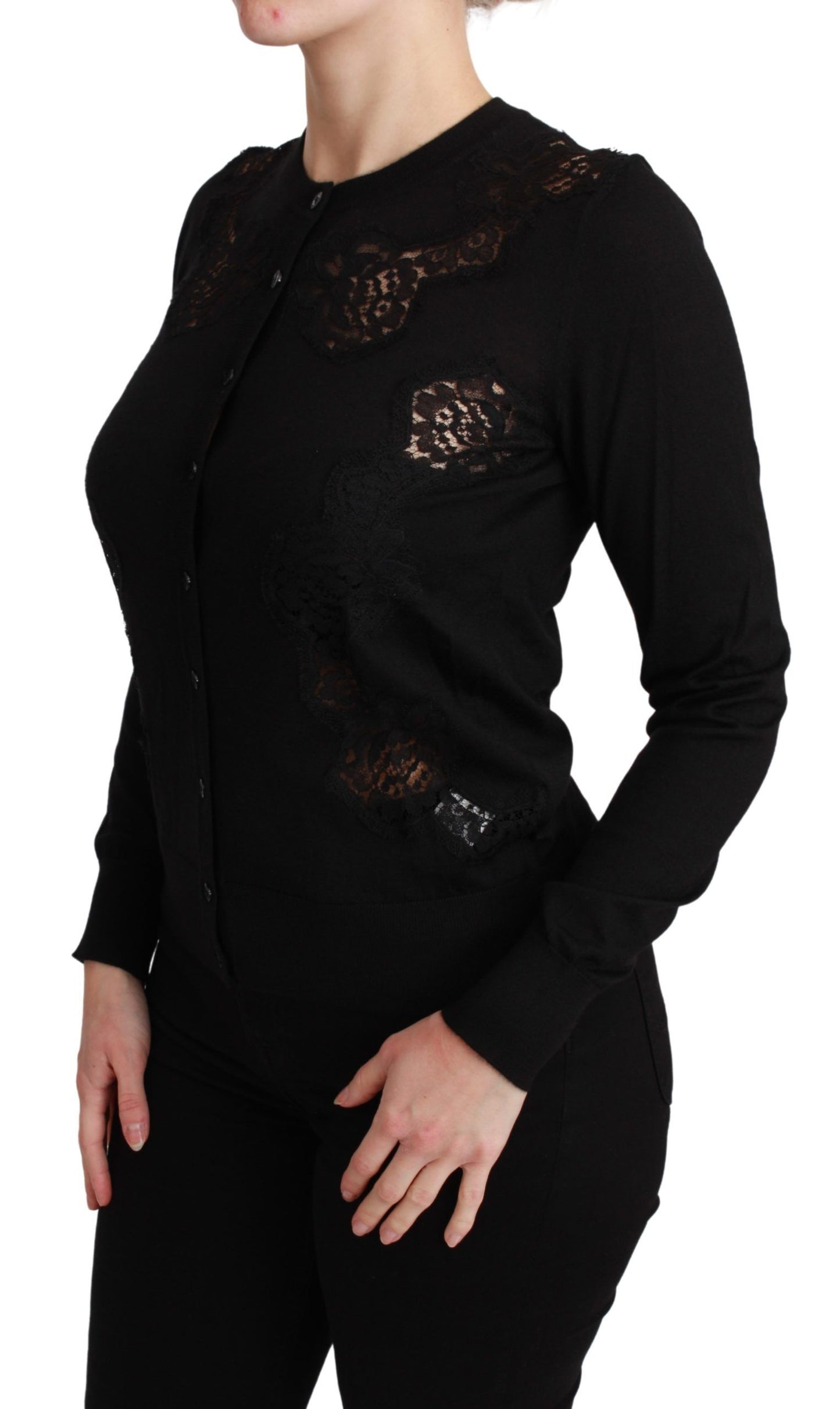 Dolce & Gabbana Elegant Cashmere Silk Blend Lace Cardigan