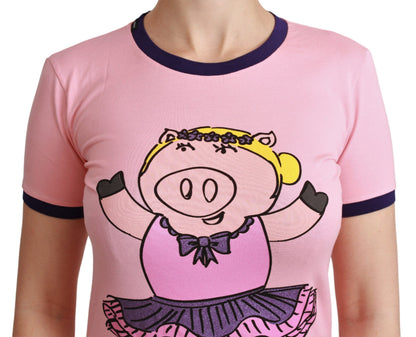 Dolce & Gabbana Pink Crewneck Year of the Pig T-Shirt