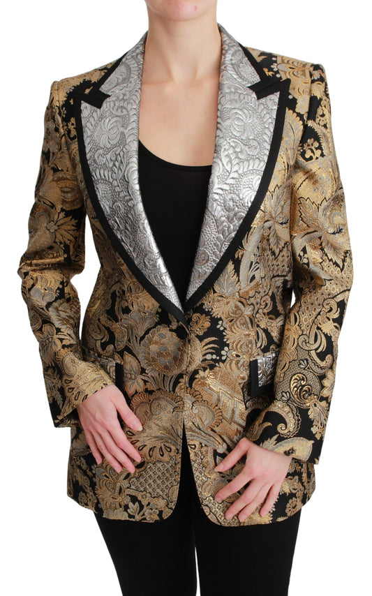 Blazer elegante con estampado floral en jacquard dorado de Dolce &amp; Gabbana