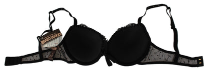 Sujetador push-up elegante de encaje negro de Roberto Cavalli