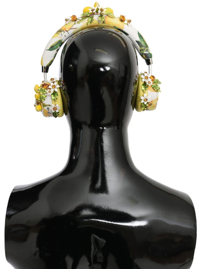 Auriculares de cuero adornados con oro y glamurosos detalles de Dolce &amp; Gabbana