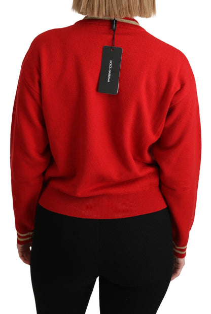 Dolce &amp; Gabbana Radiant Red Cartoon Motive Cashmere Sweater