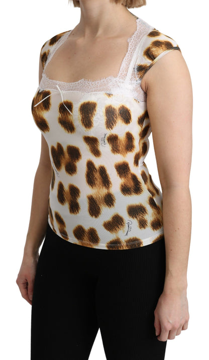 Roberto Cavalli Chic Leopard Lingerie Blouse Top