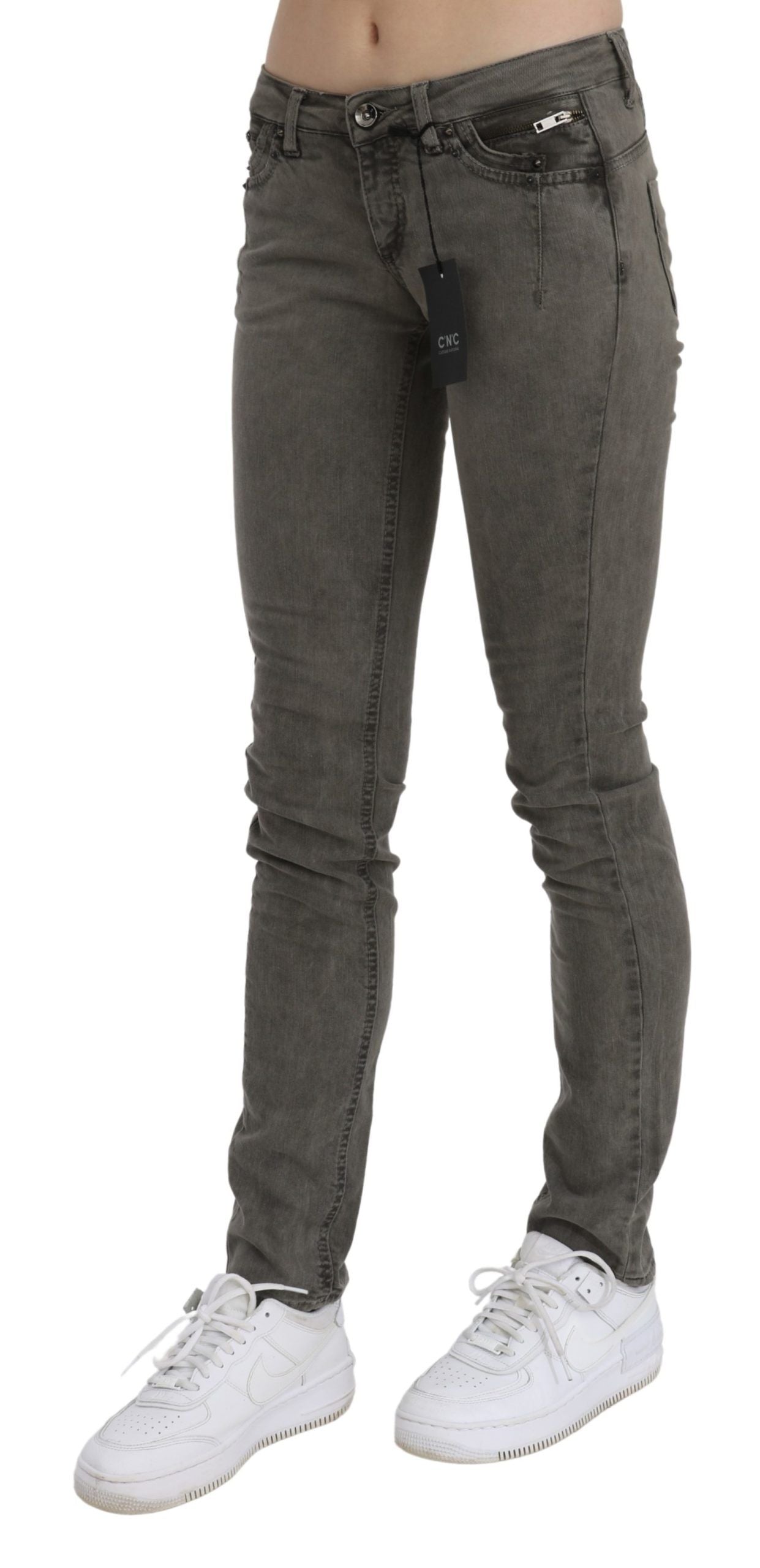 Costume National Chic Grå Slim Fit Cotton Jeans